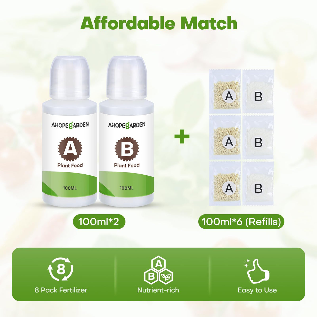 Ahopegarden 800ml A&B solution ready for vegetative to flowering growth.