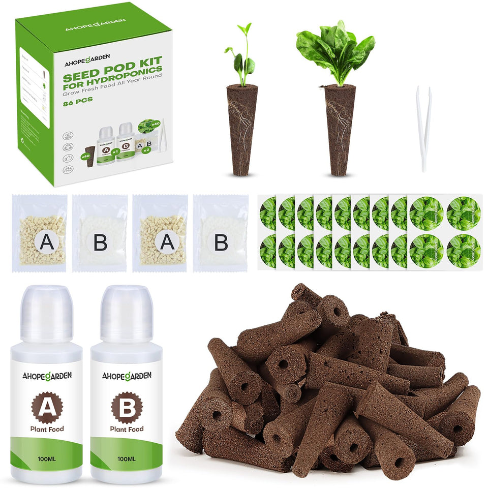 Ahopegarden 86pcs hydroponic pods kit for simple home gardening and broad compatibility