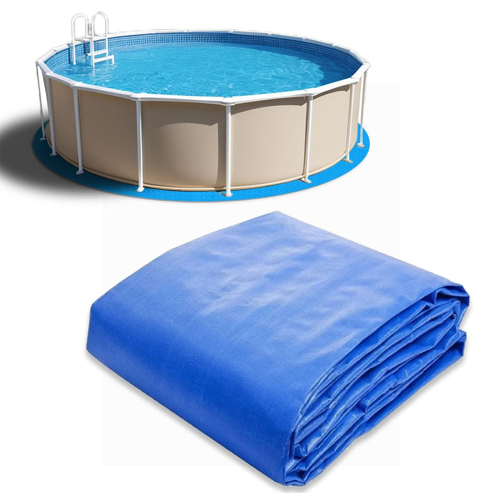 Ahpuhtan 18ft round pool liner pad protects the liner from ground punctures.