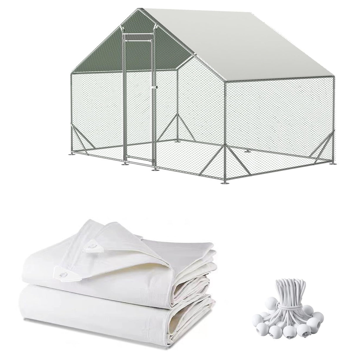 Ahpuhtan chicken coop cover 11.3x6.3 ft shields your run from rain and sun