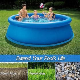Ahpuhtan outdoor pool mat keeps the area tidy by blocking ground debris.