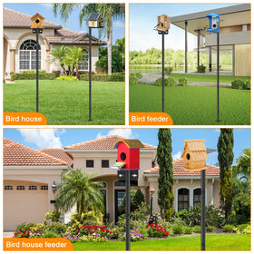AHRLHR bird house pole mount offering stable perching for nesting and feeders.