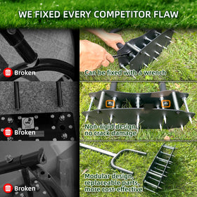 AHXPOCF lawn aerator bolt-on base demonstrates repairable design for long-term value.