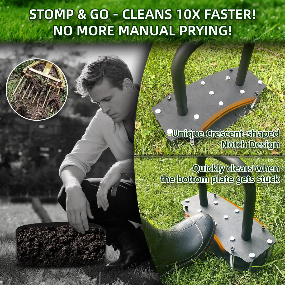 AHXPOCF lawn aerator 11 spikes deliver deeper penetration into compacted soil.