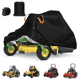 Aibiley zero-turn mower cover front view showing fit and protection for rain