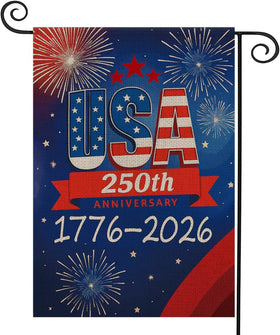 AIBOLYNE 250th anniversary flag with fireworks design for outdoor yard display.