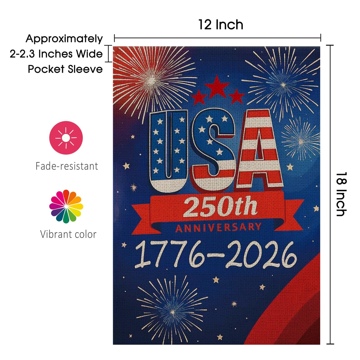 AIBOLYNE 250th anniversary flag perfect for garden or yard celebrations.