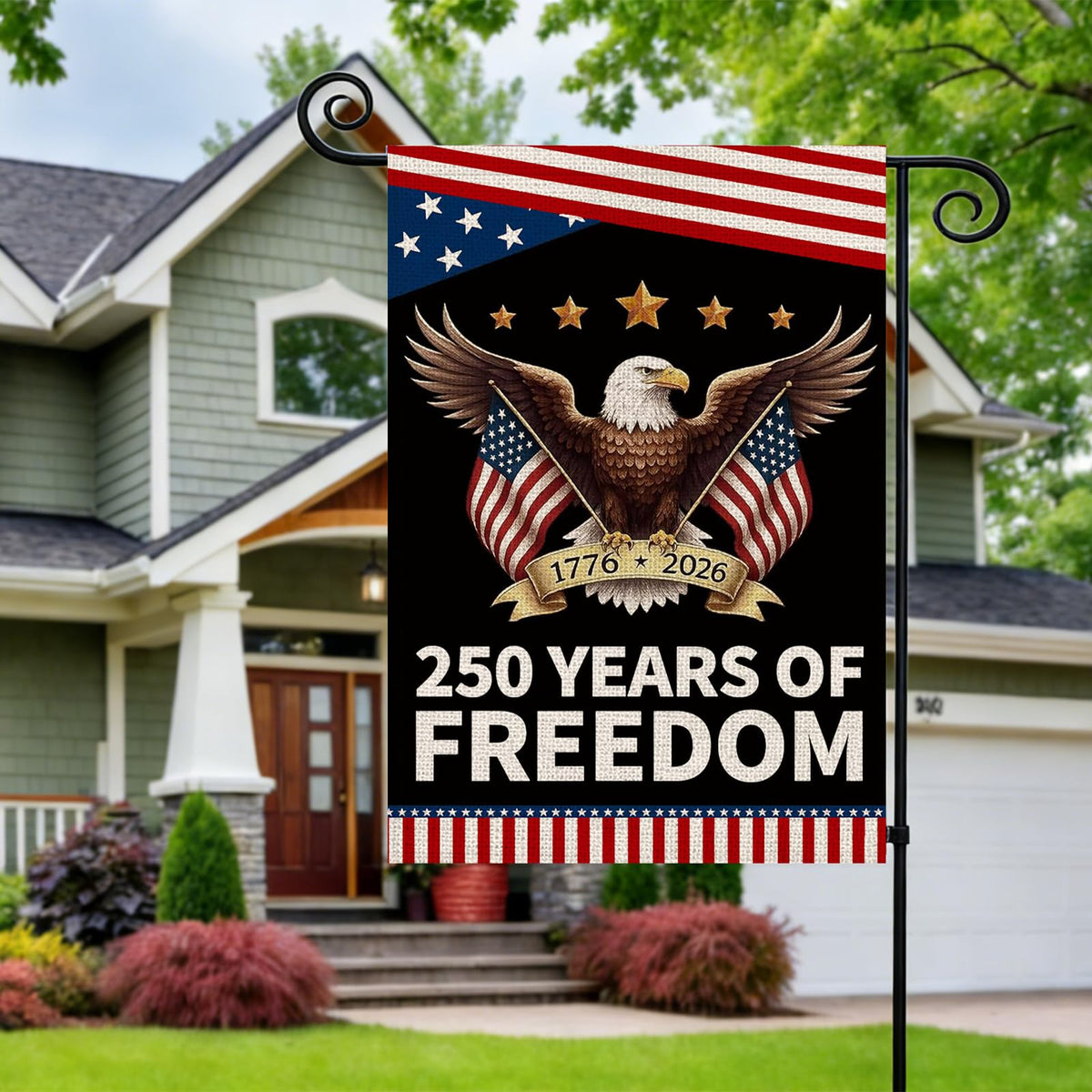 AIBOLYNE 250th anniversary USA flag with eagle design, back view for double-sided visibility.