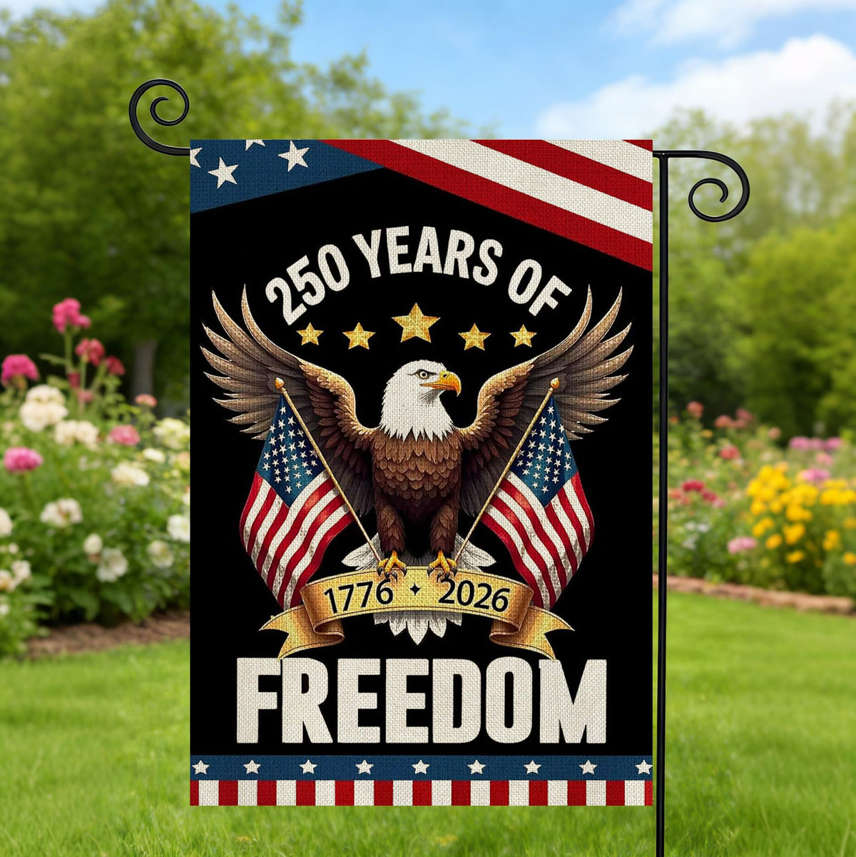 AIBOLYNE 250th anniversary flag offers year-round patriotic decor for yard, garden, porch.