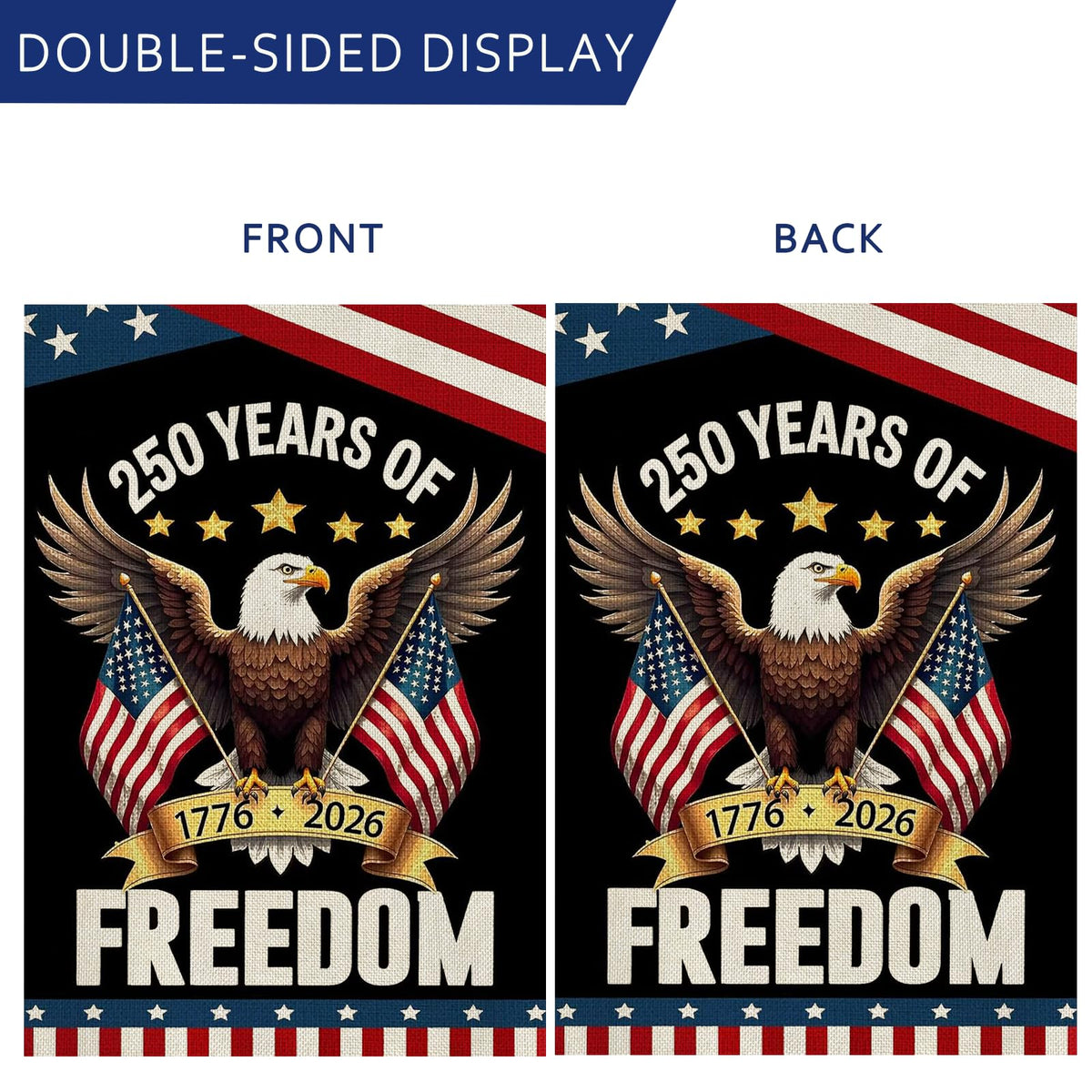 AIBOLYNE 4th of July garden flag showcases colors that welcome guests outdoors.