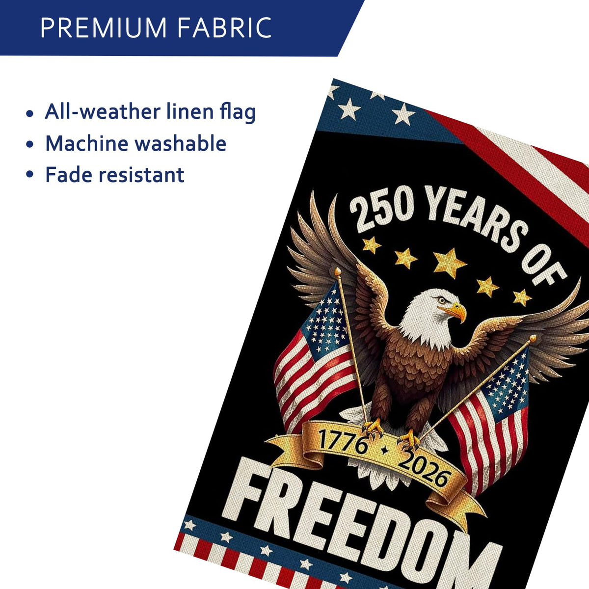AIBOLYNE bald eagle design highlights heritage and outdoor celebration in yards.