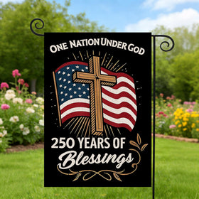 AIBOLYNE double-sided flag with cross motif for durable outdoor use.