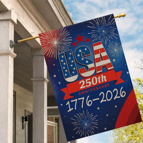 AIBOLYNE USA flag with navy background and fireworks for garden decor.