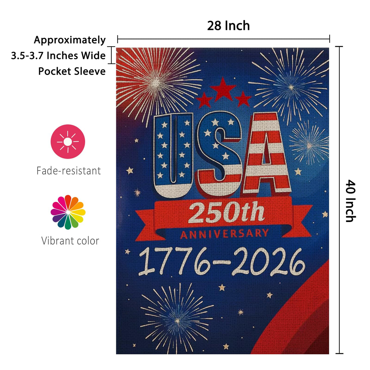 AIBOLYNE USA flag featuring red anniversary banner for patriotic decor.