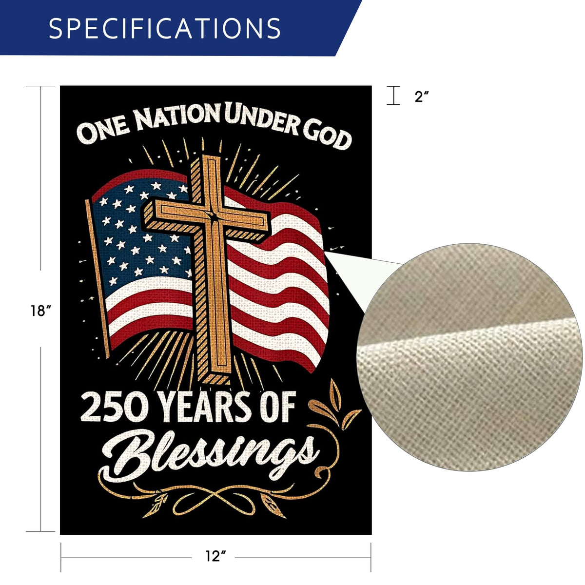 AIBOLYNE flag with patriotic cross design on black background and gold accents.