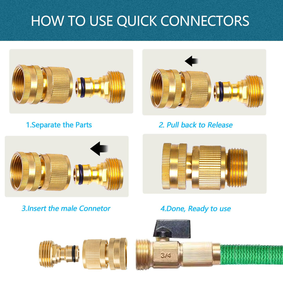 Aidarmoll 3-4-inch garden hose standard connection compatibility.