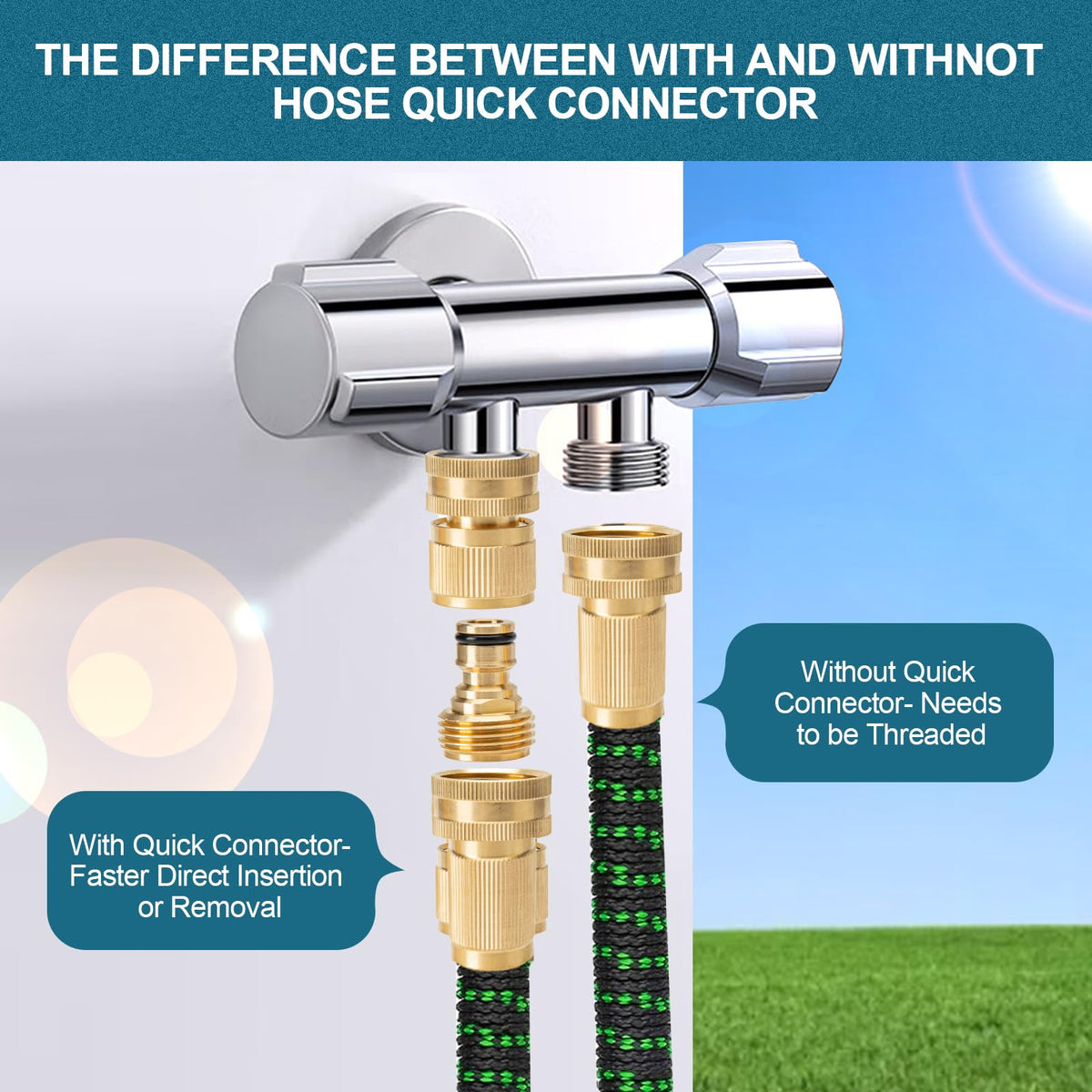 Aidarmoll heavy-duty brass quick connect reduces leaks during watering.