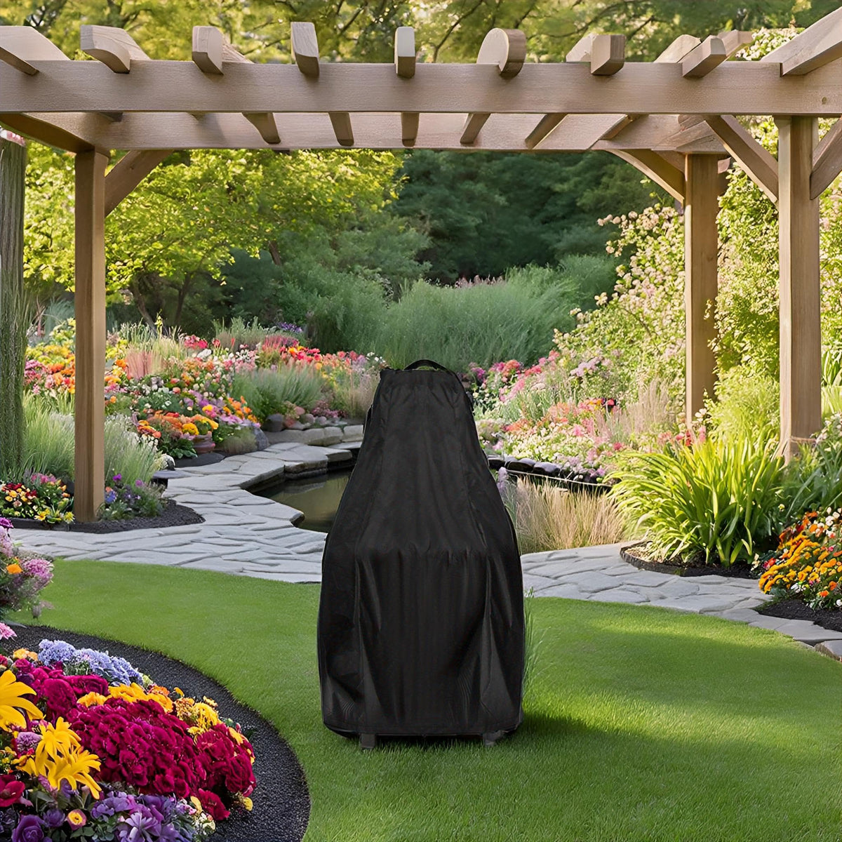 Aidetech black color view, versatile outdoor protection for chimineas.