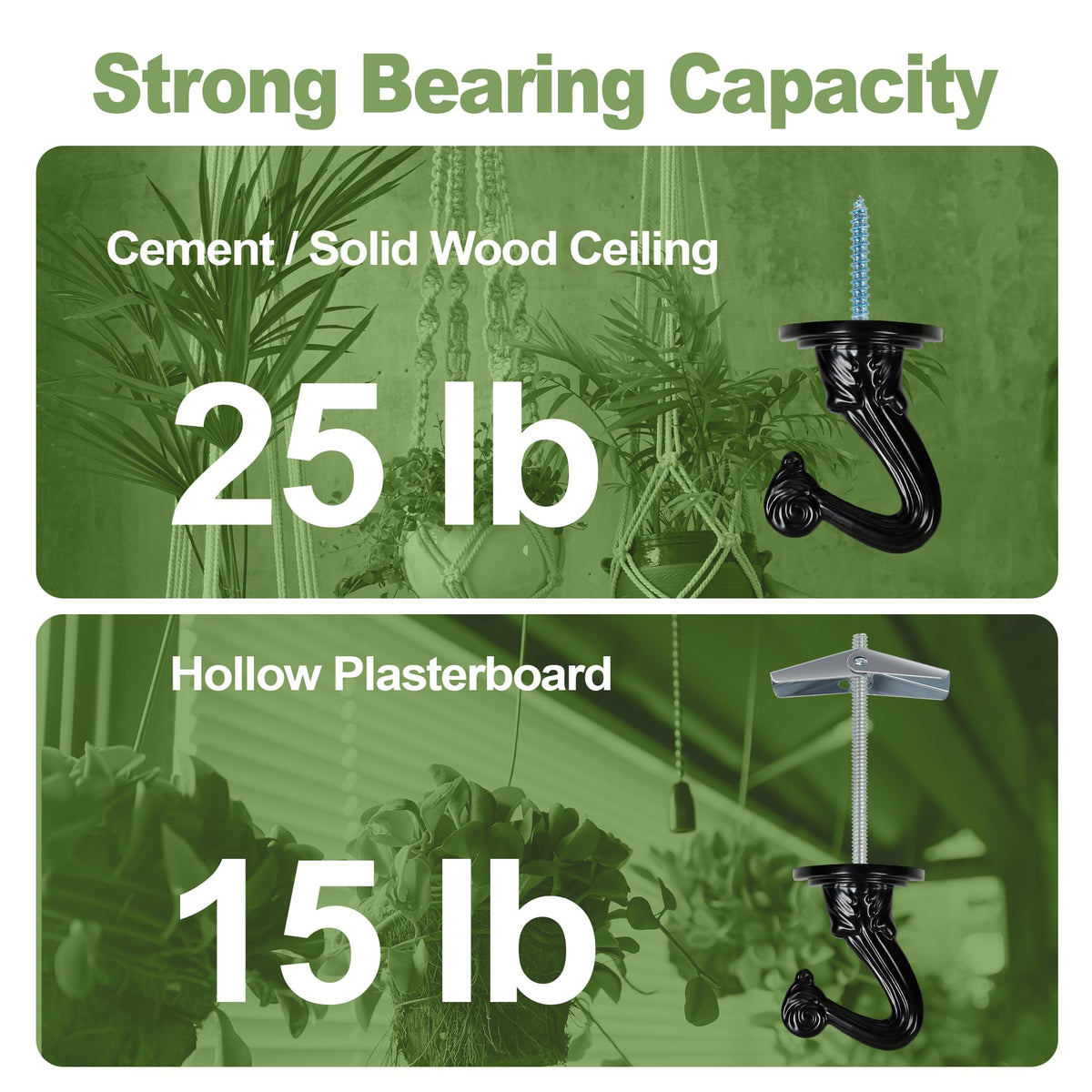 Aidoclip ceiling hook set hanging-plant shows secure display for your greenery.