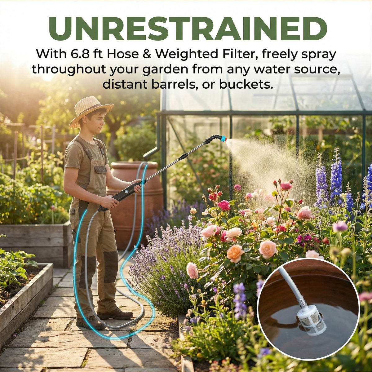 Aidoclip fan nozzle provides a gentle mist for delicate foliage.