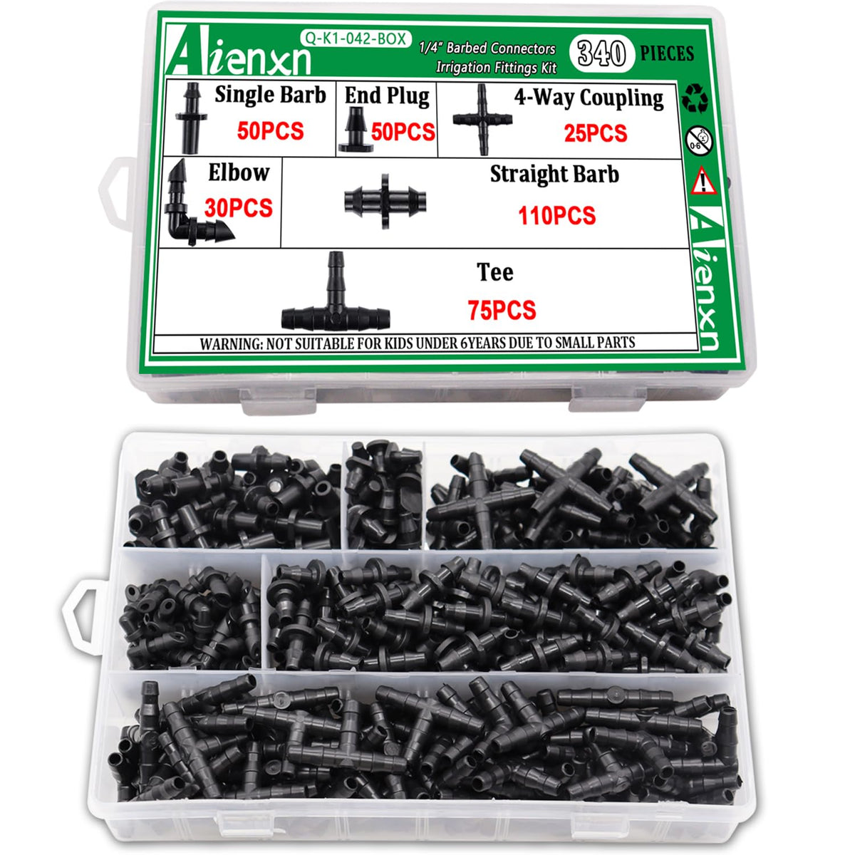 Aienxn 340pcs storage box keeps fittings organized and ready for use.