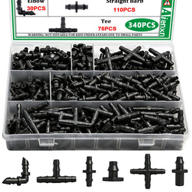Aienxn 1/4in straight barb connector for drip irrigation, durable and easy to install.