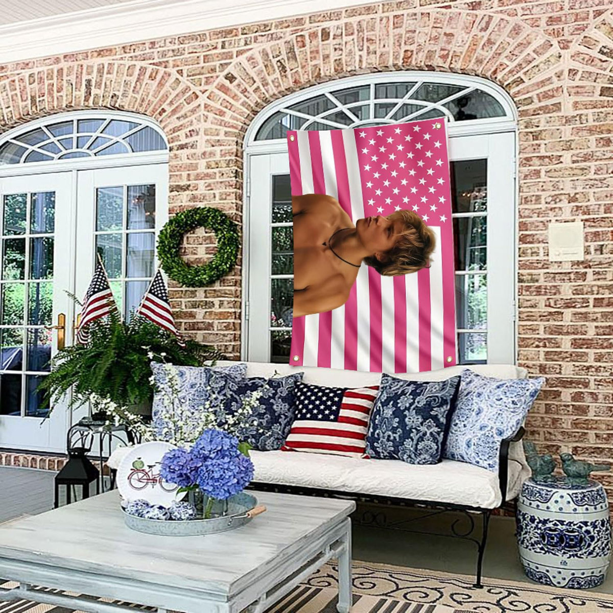 Aieted JJ Maybank flag features brass grommets for secure hanging.