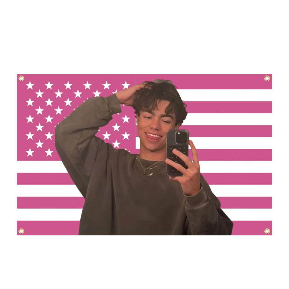 Aieted Malachi Barton flag in pink, 3x5 ft, ideal for dorm room display.