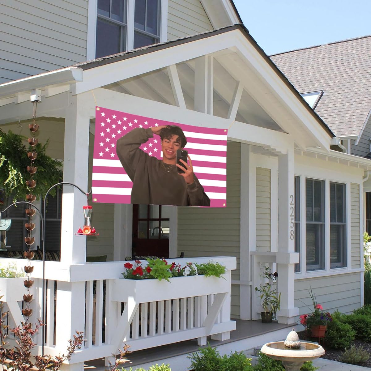 Aieted Malachi Barton flag with four brass grommets for sturdy hanging.