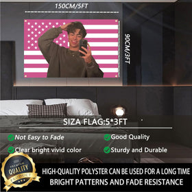 Aieted Malachi Barton flag tapestry in pink for parties and outdoor events.