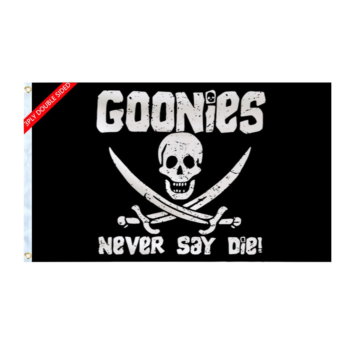 Aieted Never Say Die flag front view showcases vivid colors for outdoor display.