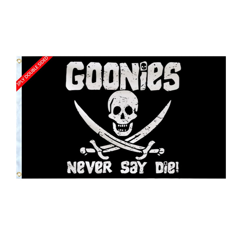Aieted Never Say Die flag front view showcases vivid colors for outdoor display.