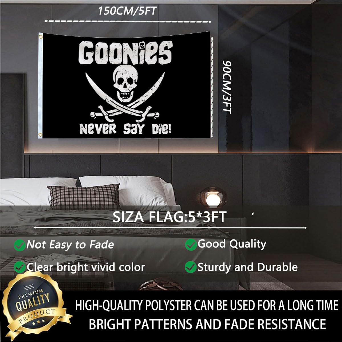 Aieted weather-resistant flag stays bold in sun and rain.