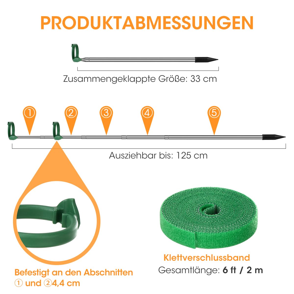 AIEVE extendable stakes at full height demonstrating adjustable support.