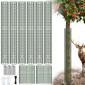 Aifanss 48 inch tree trunk protector wrapped around a trunk, guarding against deer damage.