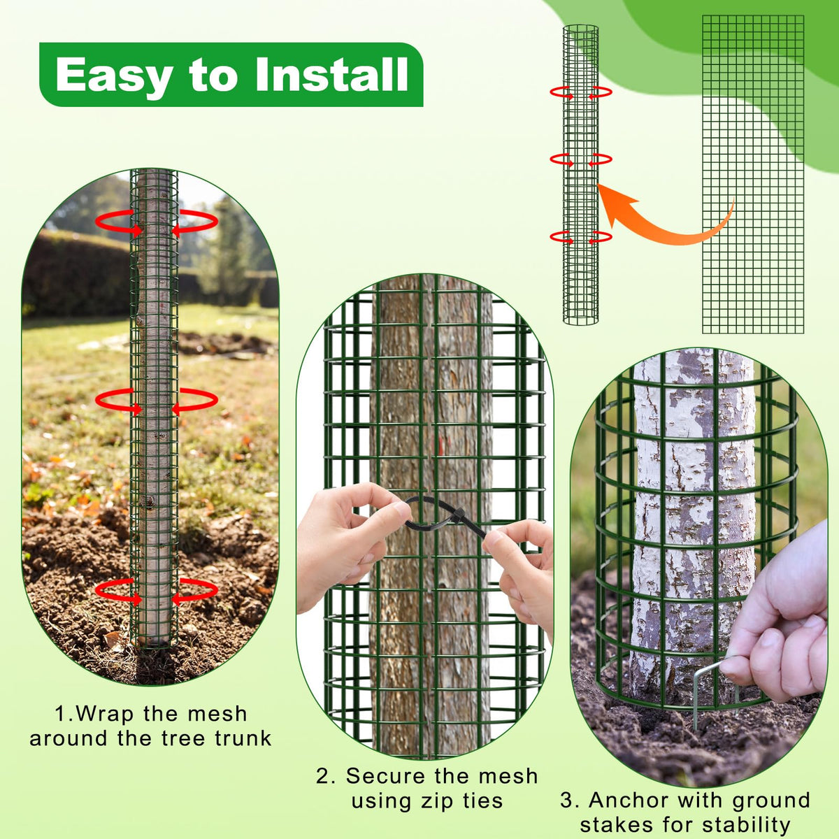Aifanss multi purpose protection supports upright growth and protects young trees.