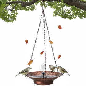 Aifeorzo hanging solar bird bath bronze setup attracts hummingbirds with fountain motion