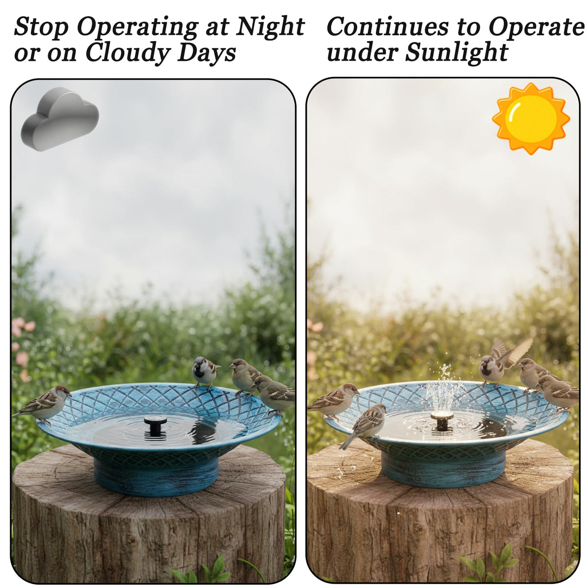 Aifeorzo hummingbird fountain blue features a 12.3-inch basin for sipping.