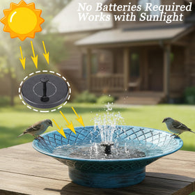 Aifeorzo metal-base bird bath blue ensures durability and year-round stability.