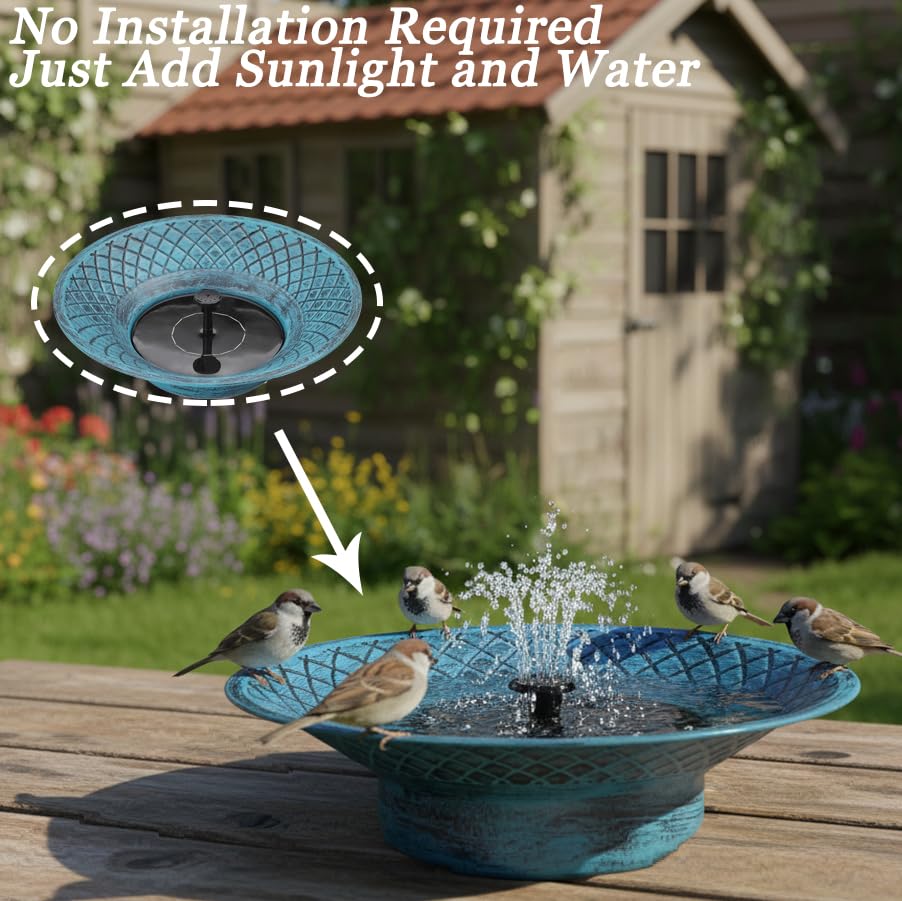 Aifeorzo twelve-point-three-inch basin blue supports ample water for backyard birds.