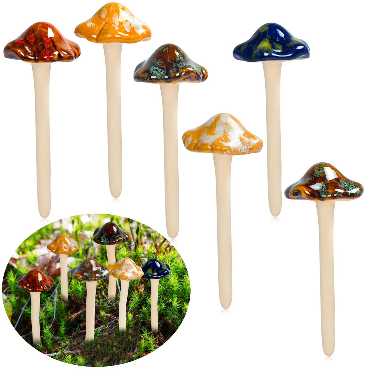 AIGEL garden mushrooms glazed ceramic decor for outdoor spaces