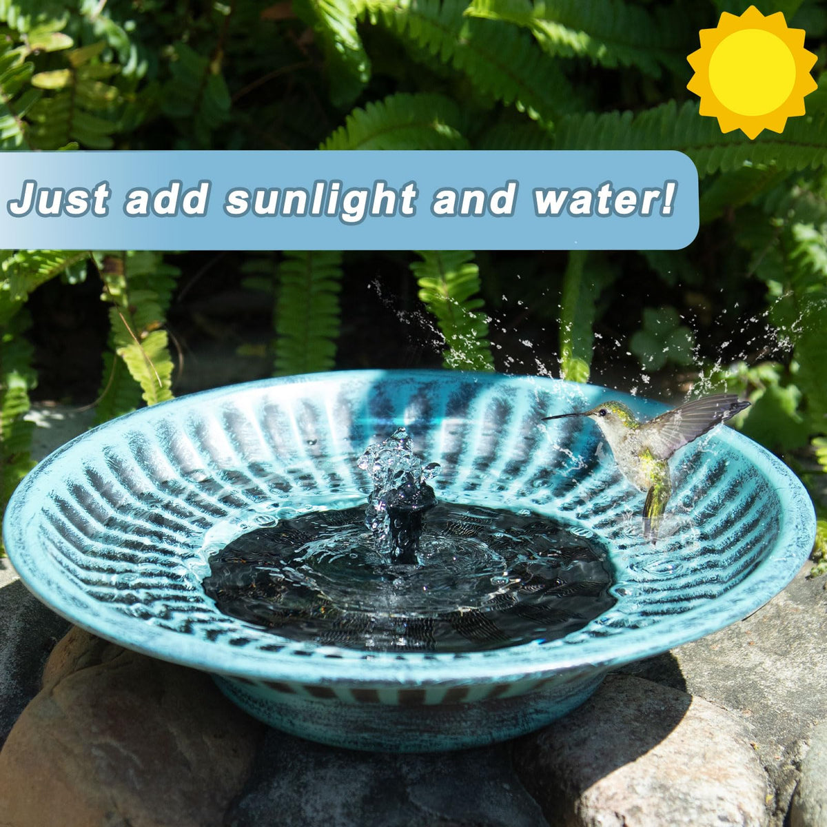 AIHAOKAN metal basin water feature blue adds durable garden decor.
