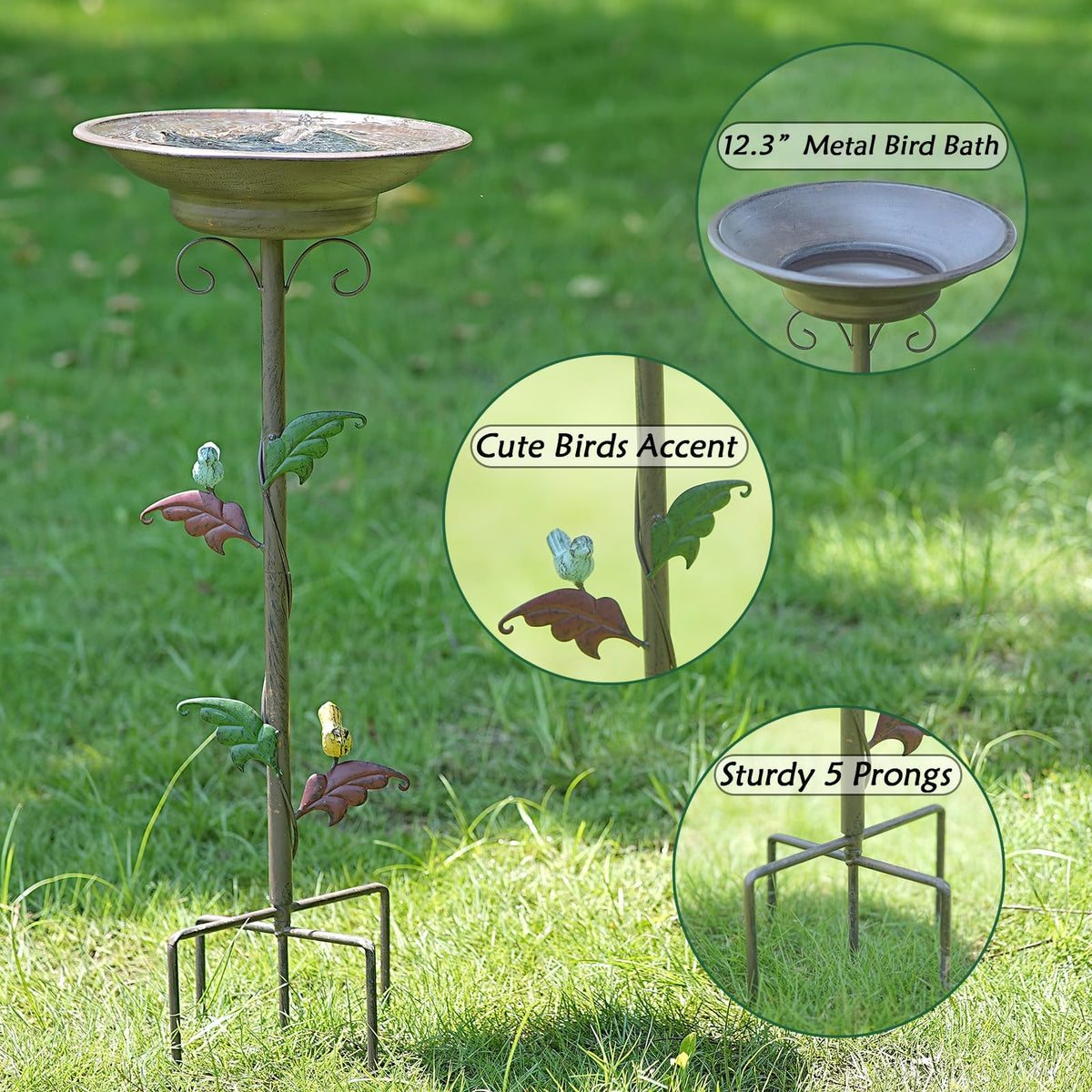 AIHAOKAN metal bird bath shown assembled for quick setup
