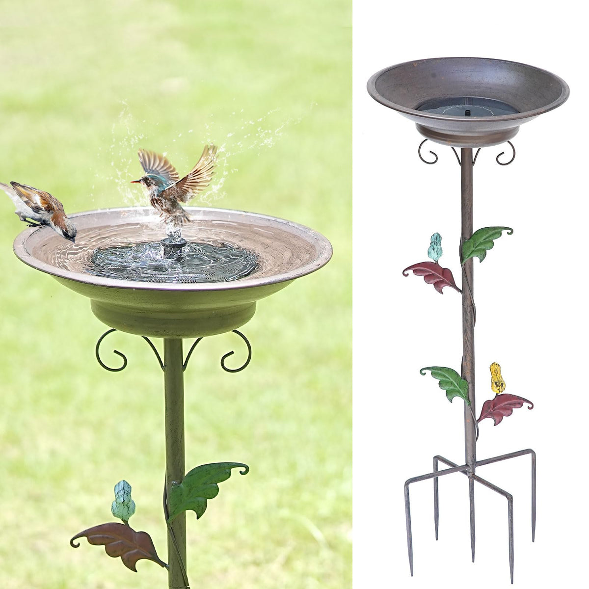 AIHAOKAN solar bird bath bowl with ample drinking space for birds