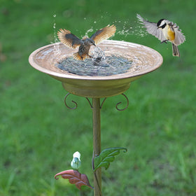 AIHAOKAN metal bird bath stake provides stable outdoor display