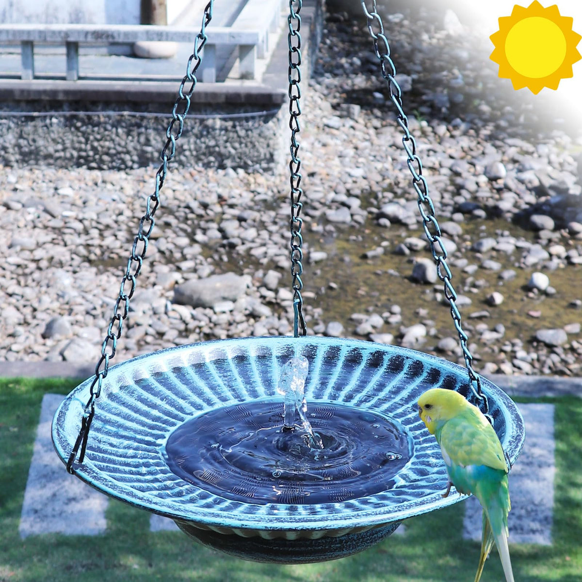 AIHAOKAN solar fountain pump powering water in bright sun