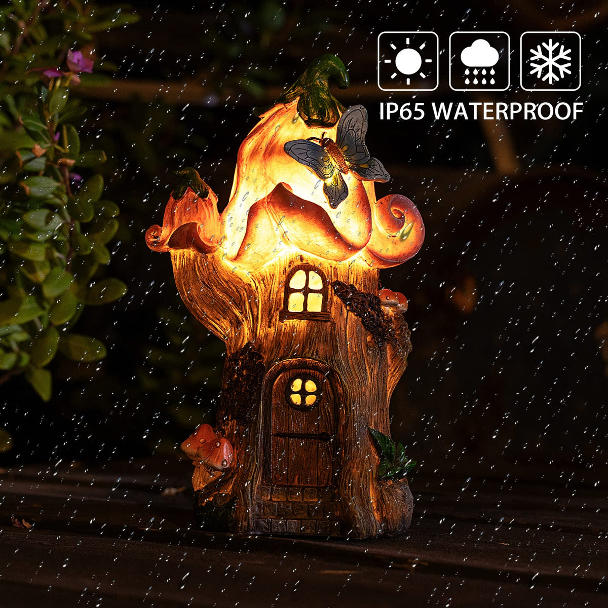 AIINY solar-powered lights auto-illuminate your garden path at night.