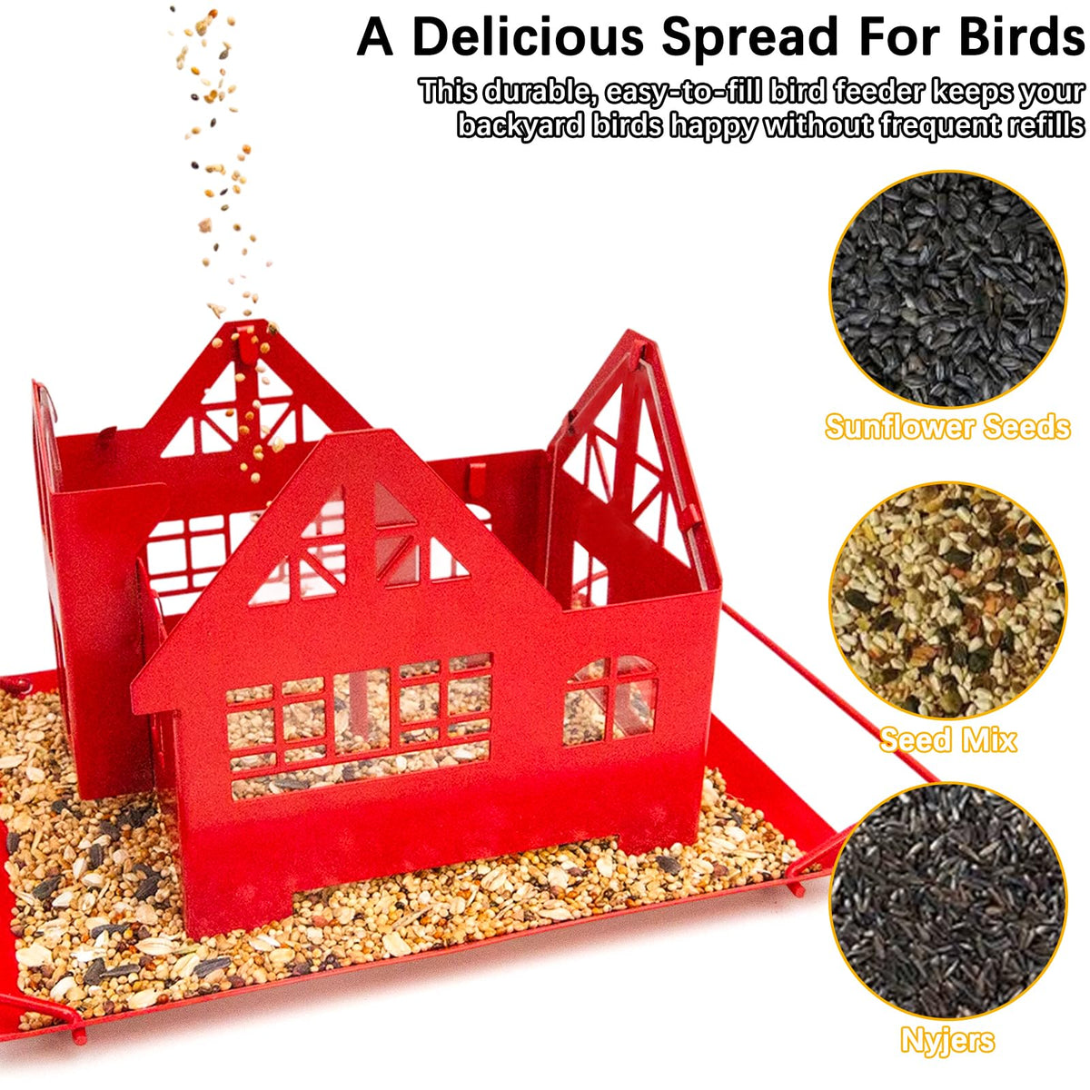 AIKS Solar Bird Feeder blends with garden decor while attracting birds.