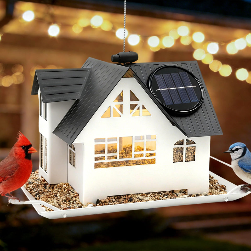 AIKS solar bird feeder outdoor hanging with sturdy metal frame