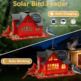 AIKS Solar Bird Feeder's durable metal frame resists wind and weather.